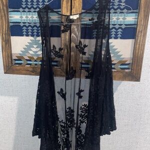 Elegant Black Lace Kimono